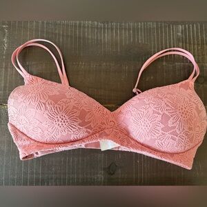 Aerie Floral Lace Pink Bra 36C